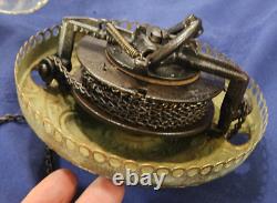 Hanging Oil Lamp Brass 14 Bracket Frame Smoke Bell Font B&H Motor Parts Antique