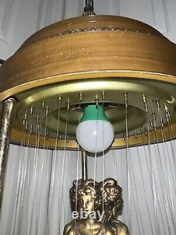 Hanging Oil Rain Lamp With The Rare 3 Gold Goddess Statue, large, vintage, works