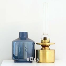 Hans Agne Jakobsson Stunning oil lamp in brass with blue glass shade L47
