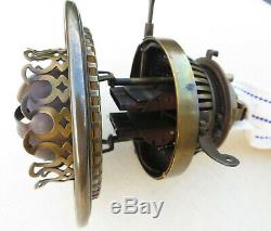 Hinks No 2 Duplex Brass Oil Lamp Burner with Riser, White Enamel Winder