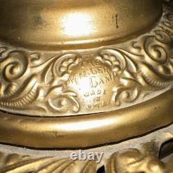 Huge 25 Gone Withthe WindPorcelain & Brass Parlor Lamp WithFloral Motif-Miller Lamp
