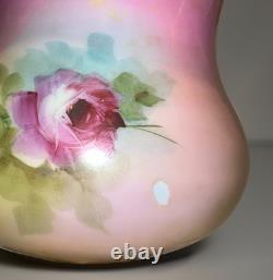 Huge 25 Gone Withthe WindPorcelain & Brass Parlor Lamp WithFloral Motif-Miller Lamp