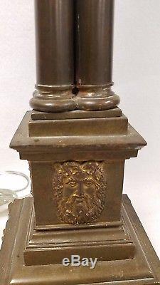 Huge Antique Bronze Banquet Oil Lamp Winged Feet Signed P. E. Guerin New York