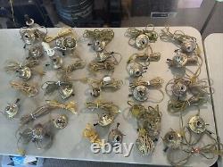 Huge Lot Of ANTIQUE VINTAGE BRASS OIL LAMP ELECTRIC BURNER GALLERY LIGHT PART