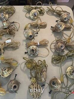 Huge Lot Of ANTIQUE VINTAGE BRASS OIL LAMP ELECTRIC BURNER GALLERY LIGHT PART