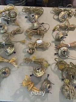 Huge Lot Of ANTIQUE VINTAGE BRASS OIL LAMP ELECTRIC BURNER GALLERY LIGHT PART