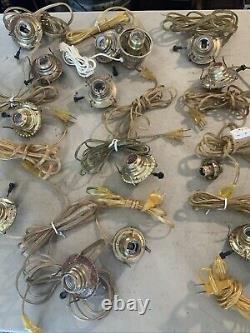 Huge Lot Of ANTIQUE VINTAGE BRASS OIL LAMP ELECTRIC BURNER GALLERY LIGHT PART