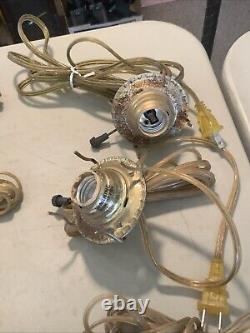 Huge Lot Of ANTIQUE VINTAGE BRASS OIL LAMP ELECTRIC BURNER GALLERY LIGHT PART