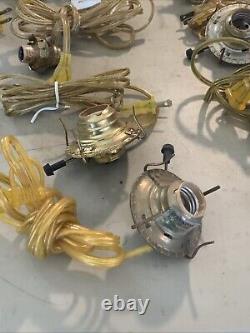 Huge Lot Of ANTIQUE VINTAGE BRASS OIL LAMP ELECTRIC BURNER GALLERY LIGHT PART
