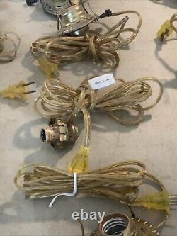 Huge Lot Of ANTIQUE VINTAGE BRASS OIL LAMP ELECTRIC BURNER GALLERY LIGHT PART