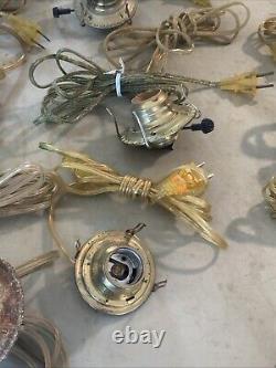 Huge Lot Of ANTIQUE VINTAGE BRASS OIL LAMP ELECTRIC BURNER GALLERY LIGHT PART