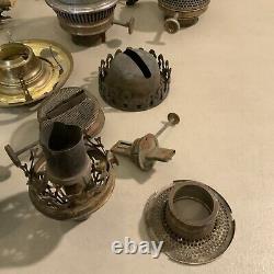 Huge Lot Of Vintage Antique Oil Lamp Parts Burners
