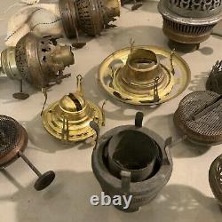 Huge Lot Of Vintage Antique Oil Lamp Parts Burners