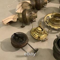 Huge Lot Of Vintage Antique Oil Lamp Parts Burners