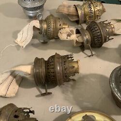 Huge Lot Of Vintage Antique Oil Lamp Parts Burners