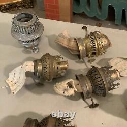 Huge Lot Of Vintage Antique Oil Lamp Parts Burners