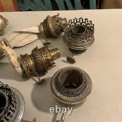 Huge Lot Of Vintage Antique Oil Lamp Parts Burners