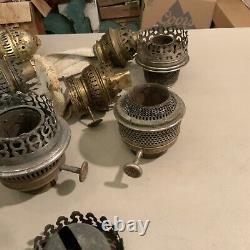 Huge Lot Of Vintage Antique Oil Lamp Parts Burners
