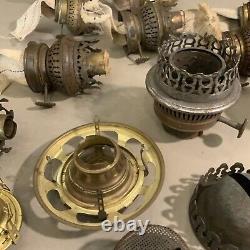 Huge Lot Of Vintage Antique Oil Lamp Parts Burners