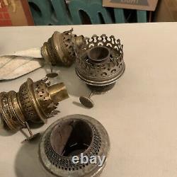 Huge Lot Of Vintage Antique Oil Lamp Parts Burners