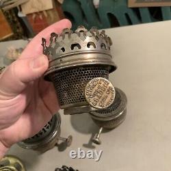 Huge Lot Of Vintage Antique Oil Lamp Parts Burners