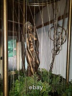 Huge Vintage metal Hanging swag mineral oil Rain Lamp Nude Lady Greek Goddess
