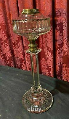 Impressive 18 Antique Eapg Pressed Glass Column Oil Banquet Table Lamp Base