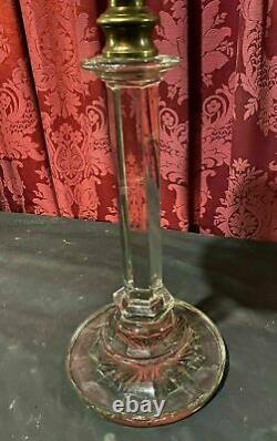 Impressive 18 Antique Eapg Pressed Glass Column Oil Banquet Table Lamp Base