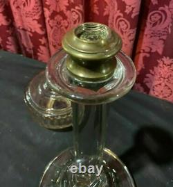 Impressive 18 Antique Eapg Pressed Glass Column Oil Banquet Table Lamp Base