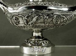 Indian Silver Oil Lamp c1890 Cutch Figural Handle