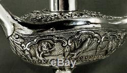 Indian Silver Oil Lamp c1890 Cutch Figural Handle