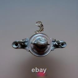 Italian School 19th Century Bronze Oil Lamp with Swans And Snail-4.5