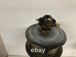 J. F. Iden figure stem kerosene oil lamp Thuro II and 1865-70 cut fount burner