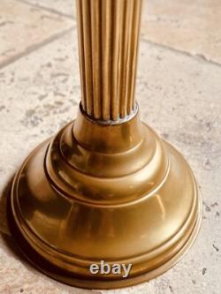 John Scott, 2 Brass Green Glass Shade Kerosene Oil Lamp Mfg England Vintage, Ltd