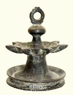 Judaica Antique Brass Bronze Hanging Sabbath Oil Lamp Germany C. 1700