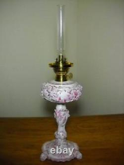 Junior Banquet Oil Lamp Beautifully Decorated Porcelain with Globe Brass Burner