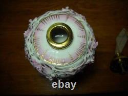 Junior Banquet Oil Lamp Beautifully Decorated Porcelain with Globe Brass Burner