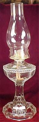 Kerosene Lamp Greek Key Roman Early American Pattern Glass Clear 1890 Antique