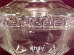 Kerosene Lamp Greek Key Roman Early American Pattern Glass Clear 1890 Antique