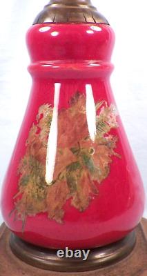 Kerosene Oil Lamp Composite Daisy & Button Red Glass Cast Iron Antique A Beauty