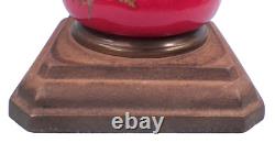 Kerosene Oil Lamp Composite Daisy & Button Red Glass Cast Iron Antique A Beauty