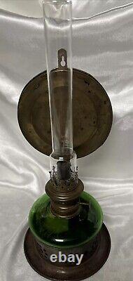 Kosmos Brenner Green Oil Lamp Hang Or Table Reflect Railroad Ship Round Wick OLD