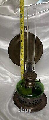 Kosmos Brenner Green Oil Lamp Hang Or Table Reflect Railroad Ship Round Wick OLD