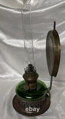 Kosmos Brenner Green Oil Lamp Hang Or Table Reflect Railroad Ship Round Wick OLD