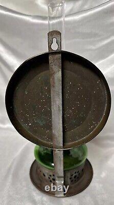 Kosmos Brenner Green Oil Lamp Hang Or Table Reflect Railroad Ship Round Wick OLD