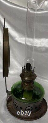 Kosmos Brenner Green Oil Lamp Hang Or Table Reflect Railroad Ship Round Wick OLD