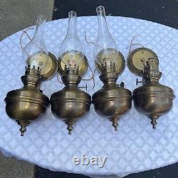 Kosmos Brenner Vintage Converted to Electric Brass Wall Hanging Oil Lamp/Sconce
