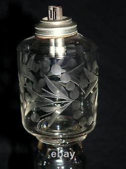 LAMP, whale oil, Thomas Cains, S Boston, MA, eapg, cut glass font, 11t, c1840