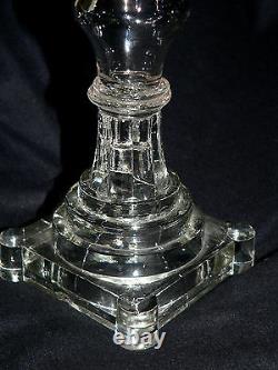 LAMP, whale oil, Thomas Cains, S Boston, MA, eapg, cut glass font, 11t, c1840