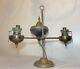 LARGE Antique 19th century electrified two arm brass oil student adjustable lamp